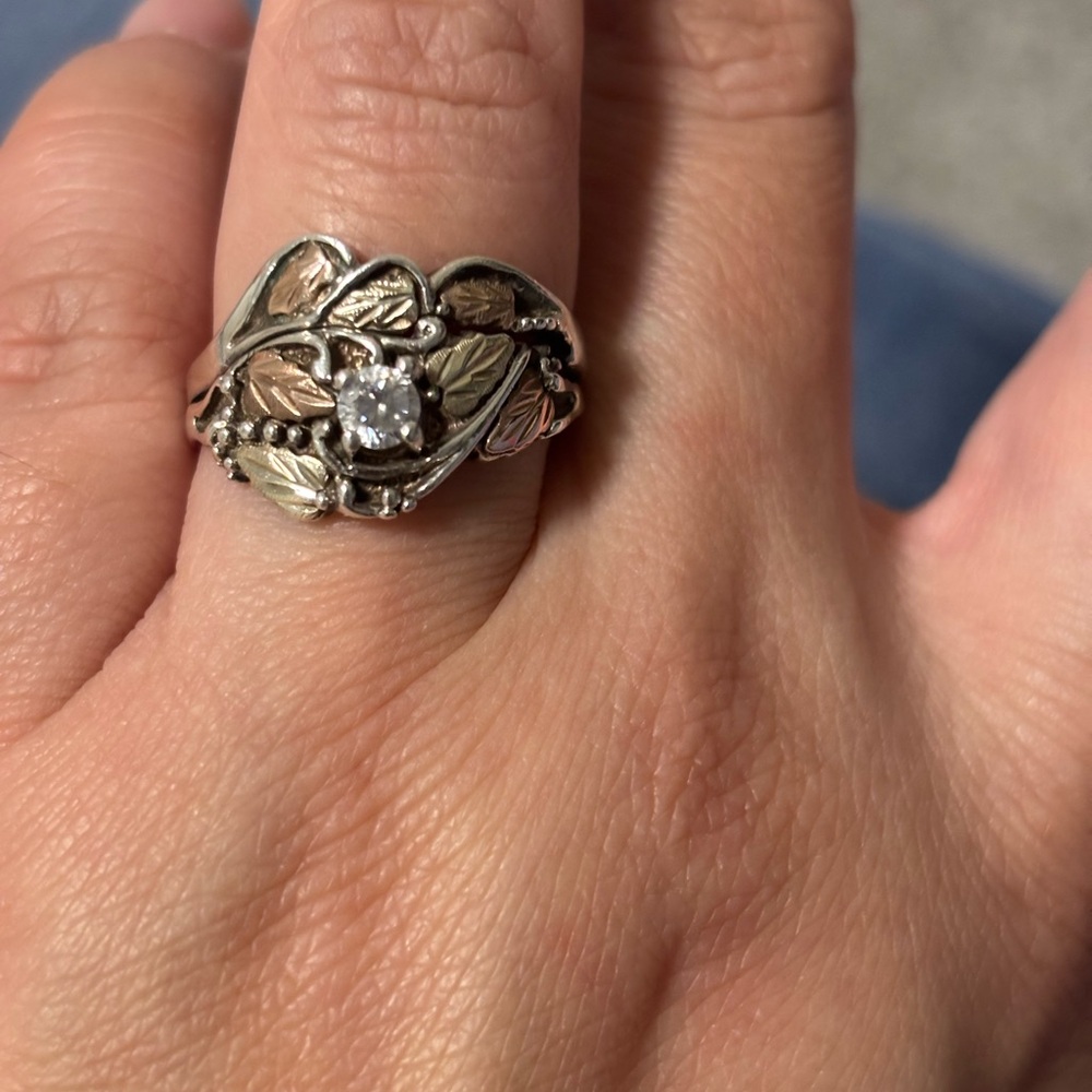 Black Hills Gold on Sterling Silver Ring  size 7.5